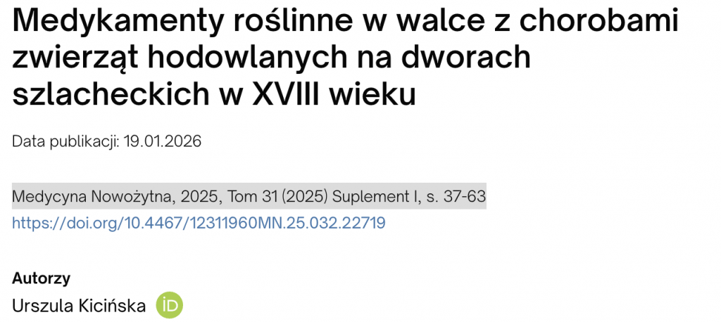 Najnowszy artykuł Urszuli Kicińskiej